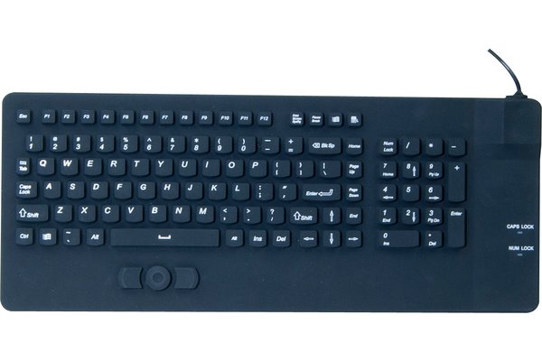 Clavier avec trackpad en silicone rigide étanche USB noir